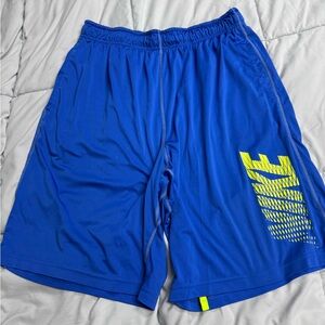 Nike Men's Blue and Yellow Athletic Shorts